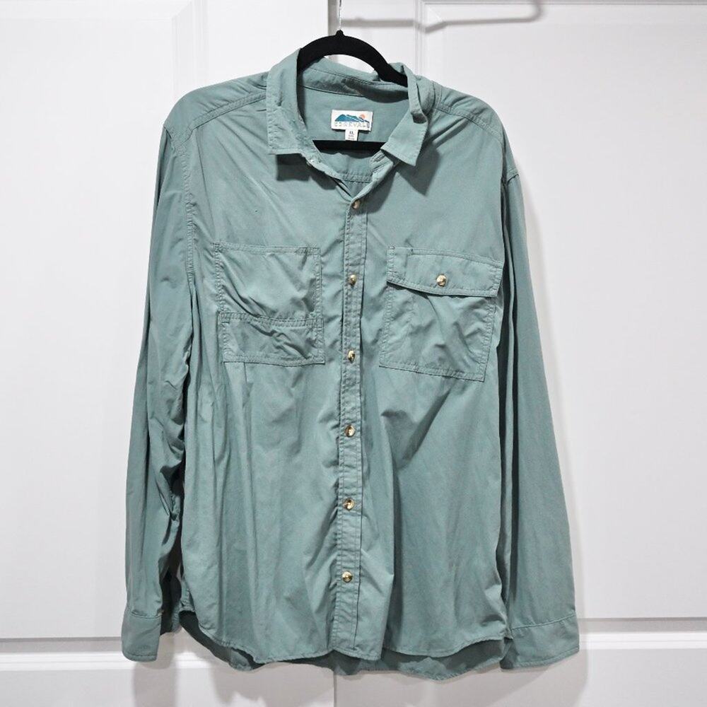Edgevale Size XL Light Teal Long Sleeve Button Down Shirt Quick Dry | Size XL